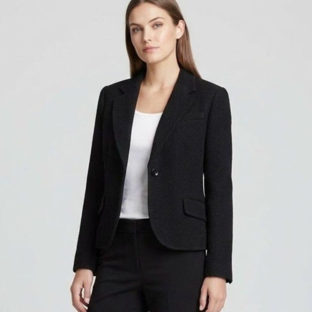 Jones New York Signature 6p 100% Wool Black Blazer Jacket 6 Petite Classic